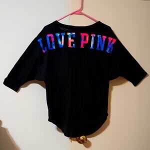 NWOT~Victoria Secret Pink 3/4 Sleeve T- Shirt w/ Ombré Love Pink Logo in Tie Dye